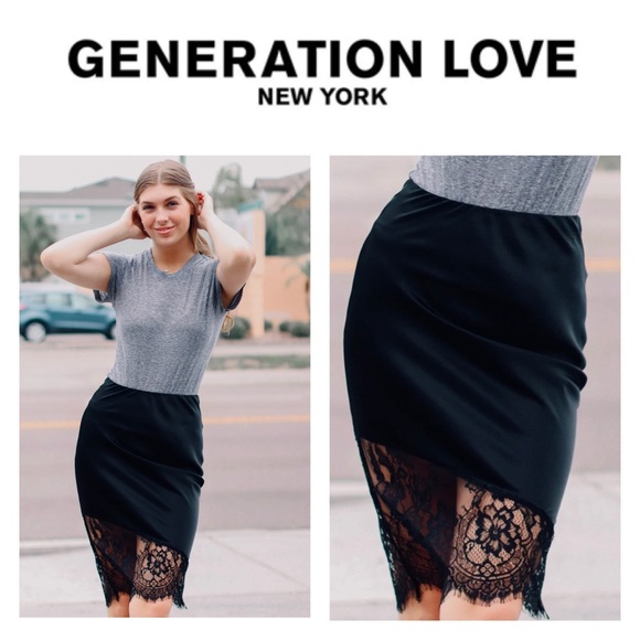 GENERATION LOVE Emerson Black Silk Lace Skirt M - Picture 11 of 11